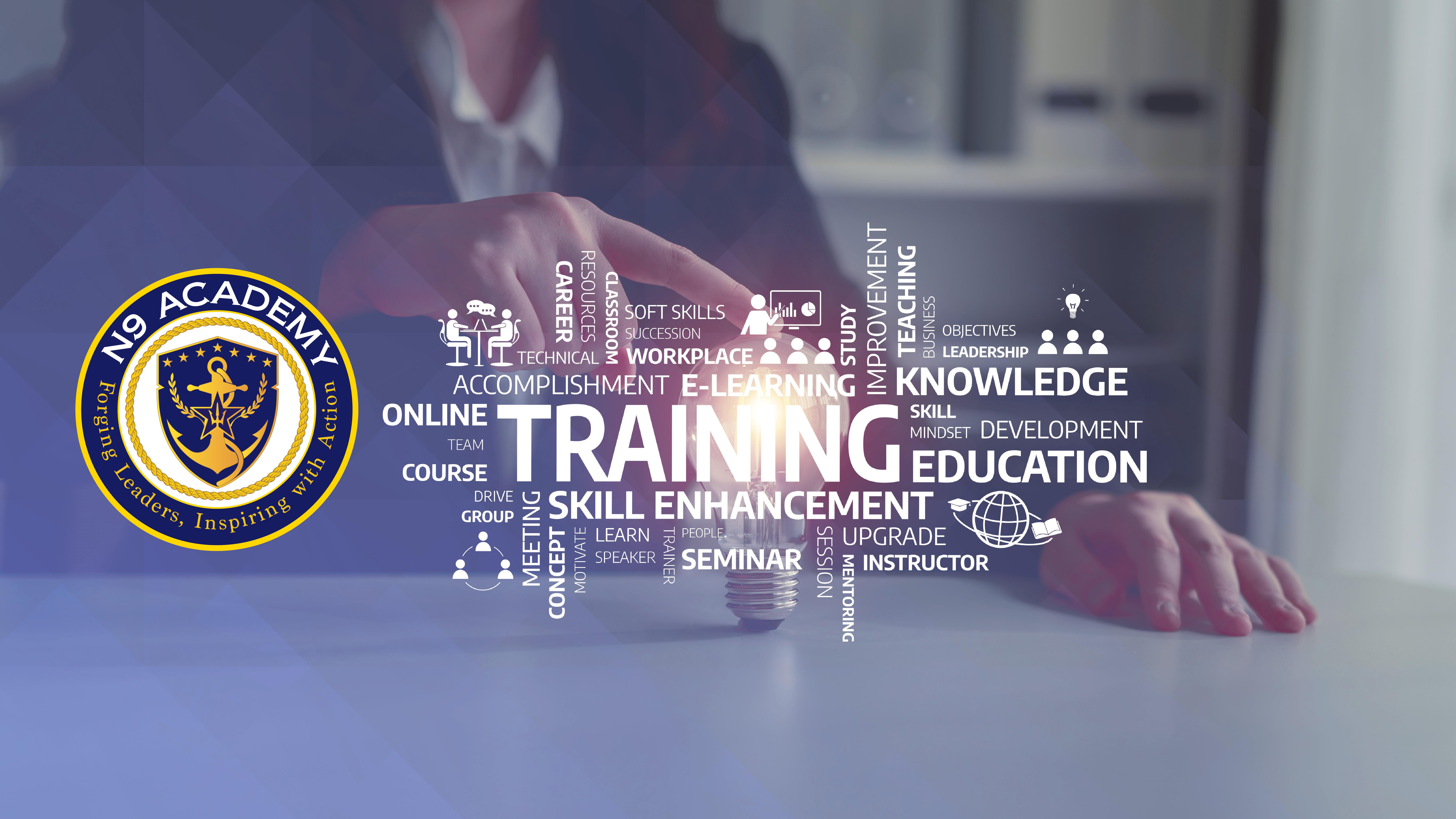 Person touching a lightbulb and the N9 Academy logo